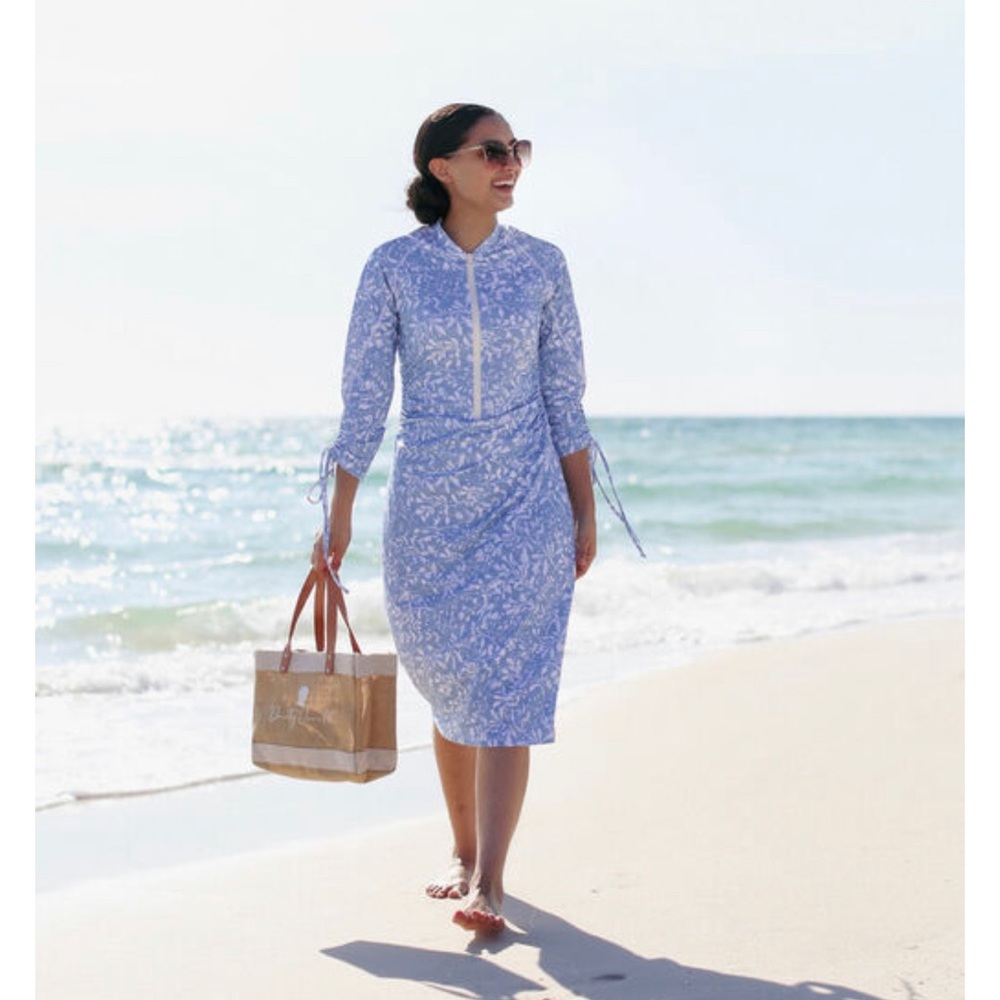 Baby blue and white swim dress